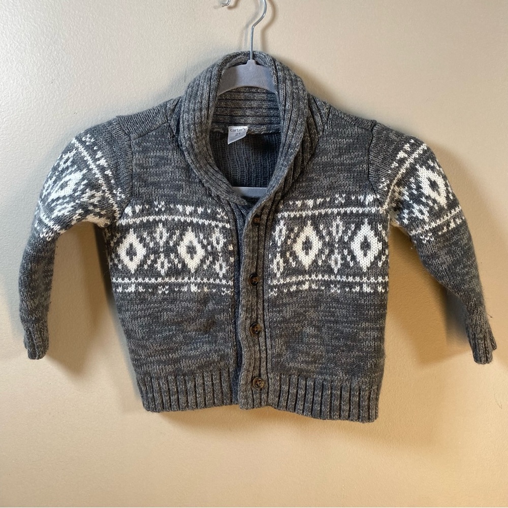Carter's Charcoal and Ivory Knit Sweater